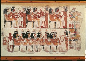 Banquet scene, from Thebes, c.1400 BC